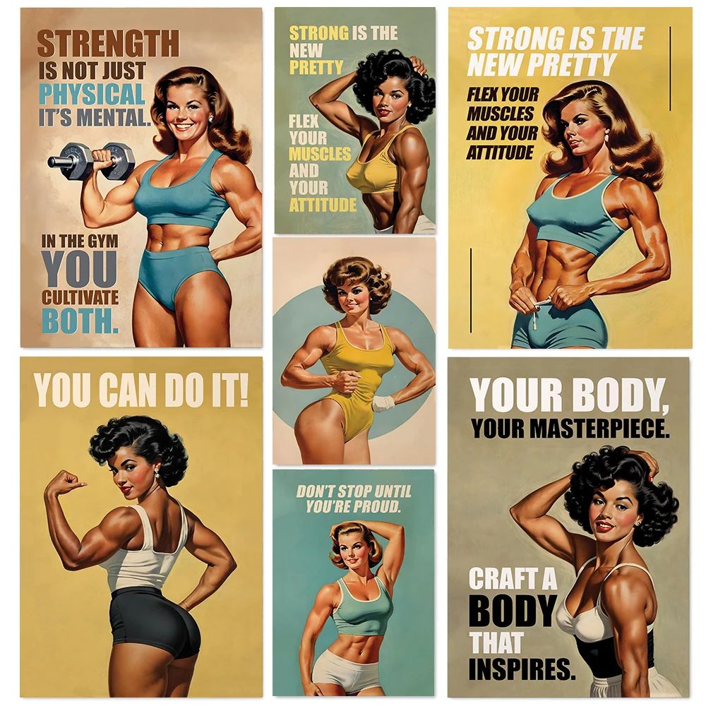 Home Gym Japan - Retro Siłownia Kobiety Podnoszenie Ciężarów Fitness