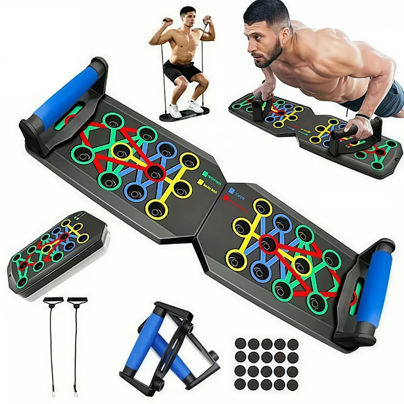 Home Gym Kit For Men - Składana deska do pompek z taśmami